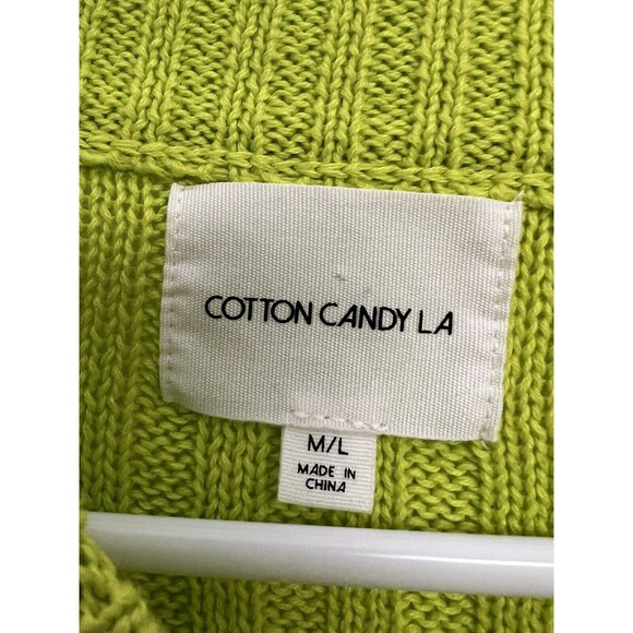 Cotton Candy LA Cropped Neon Green Knit Sweater M / L 80s 90s Y2K - Picture 5 of 7
